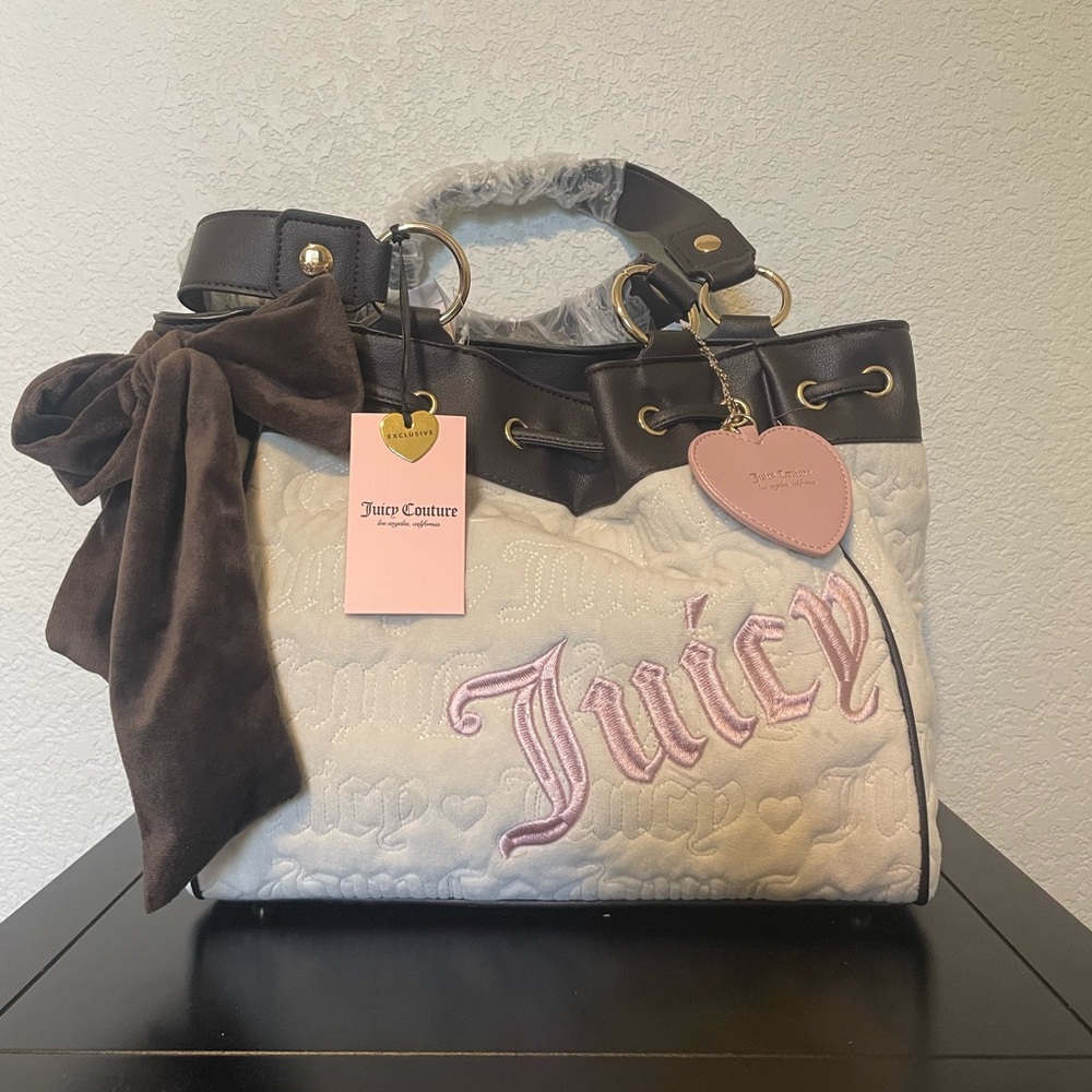 Juicy Couture Vintage Dreams Tote In Angel/Chocolate NWT